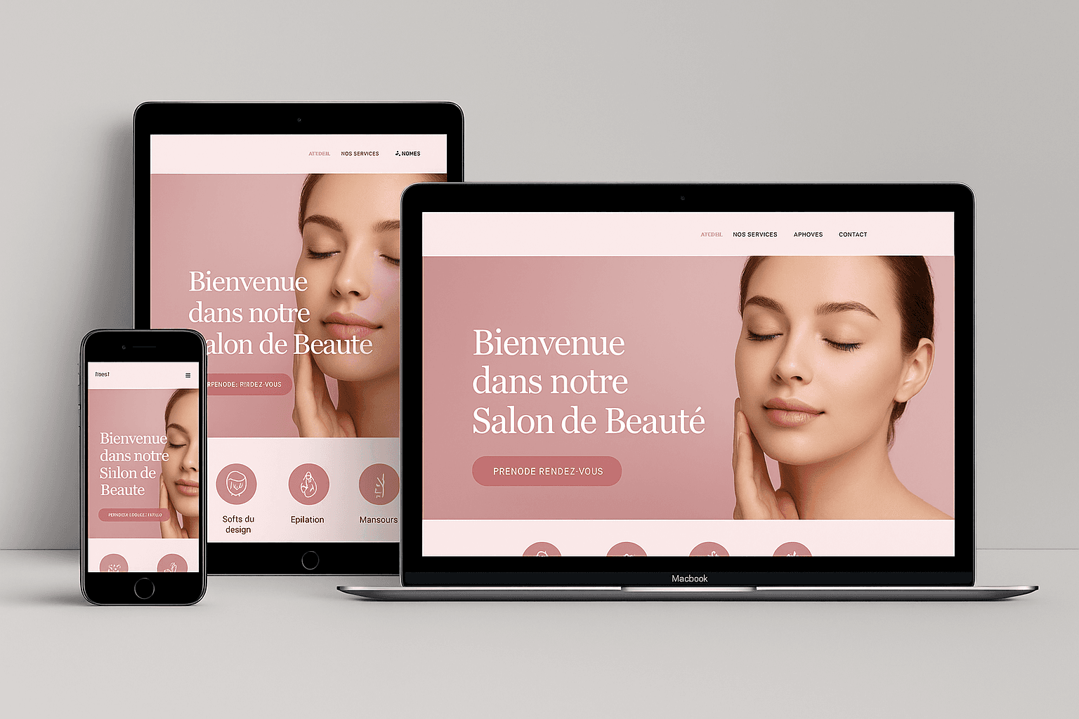Site vitrine affiché sur Mac et téléphone
